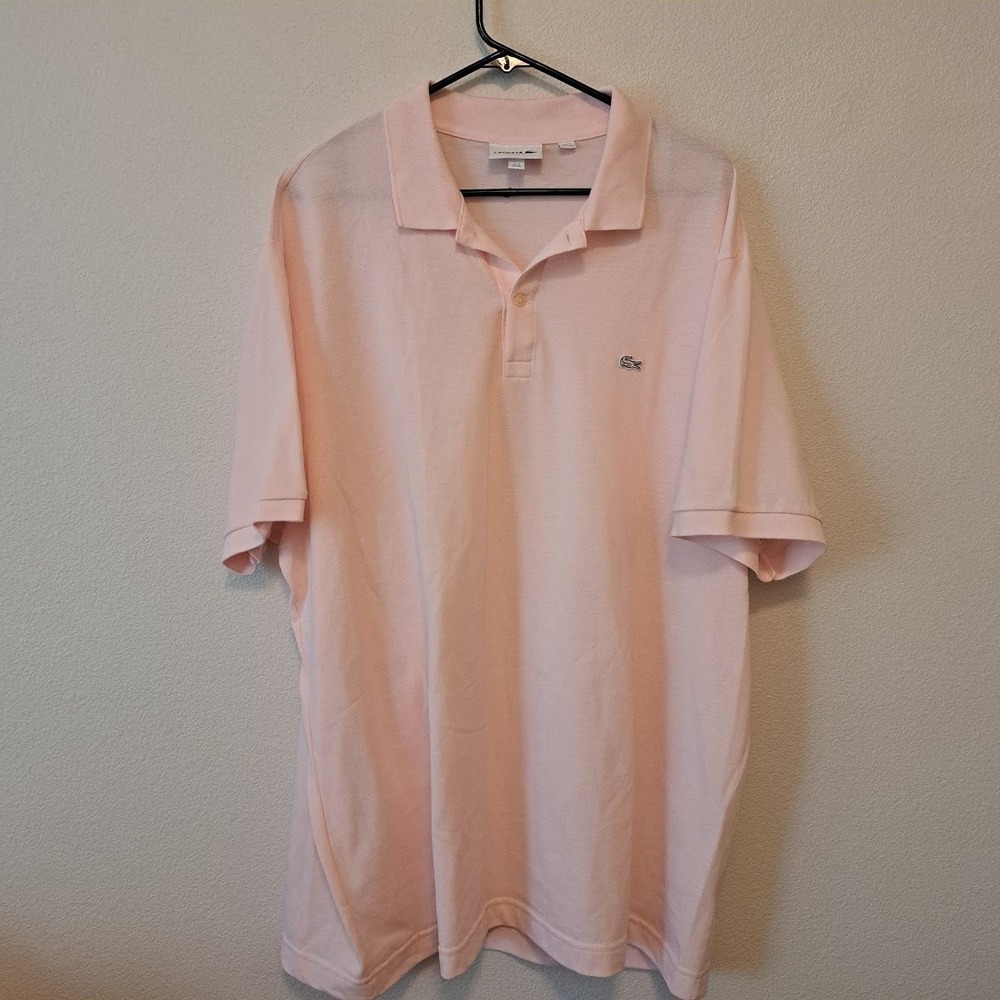 Lacoste Mens Regular Fit Cotton Pique Polo Shirt Light Pink US 4XL FR 9 FA10614